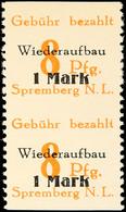 8517 1 Mark Auf 8 Pf Waag. Ungezähnt Tadellos ** Senkrechtes Paar, Mi. 130.-, Katalog: 19AUw ** - Spremberg