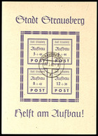 8530 Blockausgabe "Wiederaufbau" Mit Plattenfehler II, Gefälligkeitsentwertung "Strausberg F 27.5.46", Katalog: Bl.1 II  - Autres & Non Classés