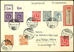 8573 6 Pfg. Ziffer Mit Dgz. Platten-Oberrand Und Portogerechter Zufrankatur Auf R-Brief Aus BÜREN 15.3.47 Nach Rüthen Mi - Altri & Non Classificati