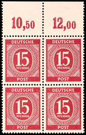 8585 15 Pf. Ziffer Bräunlichlila, Plattendruck Durchgezähnt, Oberrand-4er-Block Postfrisch, Mi. 300.-, Katalog: 921aPOR  - Sonstige & Ohne Zuordnung