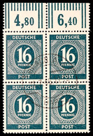 8590 16 Pf. Ziffer Schwarzgrünlichblau, Walzendruck, Oberrand-4er-Block Gestempelt BRAUNLAGE 11.7.46, Farbsign. Arge, Ku - Sonstige & Ohne Zuordnung