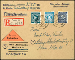 8614 80 Pfg., 20 Pfg. Und 16 Pfg. Ziffer Als Portogerechte Frankatur Auf R-Nachnahme-Ortsbrief Aus BERLIN N20 12.3.46 Na - Altri & Non Classificati