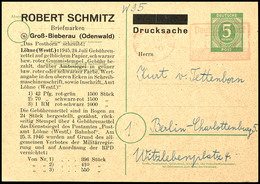 8715 Ganzsachenkarte 5 Pfg Kontrollrat Mit Zusätzlichem Freistempler 1 Pfg "FRANKFURT / MAIN 12.4.47" Aufgewertet Als Po - Other & Unclassified