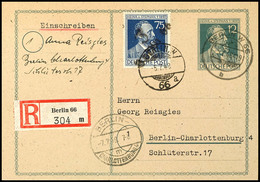 8730 BEZIRK 3, "Berlin 66" Auf "Stephan 75 Pf.", Leicht überfrankierte R-Ortspostkarte (Kontrollrat-Ganzsache 12 Pf.), M - Other & Unclassified