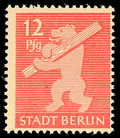 8741 12 Pfg Berliner Bär, A-Zähnung, Papier Wa, Glatte Gummierung, Tadellos Postfrisch, Gepr. Ströh BPP, Mi. 180.-, Kata - Altri & Non Classificati