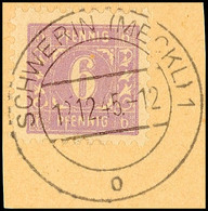 8749 6 Pfg. Dunkelrotviolett Auf Papier Z, Mit Plattenfehler XVIII Auf Briefstück, Geprüft Kramp BPP, Mi. 210.-, Katalog - Sonstige & Ohne Zuordnung