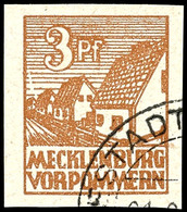 8776 3 Pfg Freimarken Auf Papier X Mit Plattenfehler IV "Riss Zwischen Den Beiden Letzten Häusern", Tadellos Rundgestemp - Autres & Non Classés