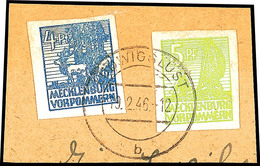 8778 4 Pfg Abschied Dunkelultramarin Auf X-Papier Mit Plattenfehler XVII Und Nr. 32xa Auf Pracht-Briefstück, Gepr. Kramp - Other & Unclassified