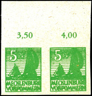 8784 5 Pfg Freimarke In Der Seltenen Farbe Schwärzlichgelblichgrün, Geschnitten, Waagerechtes Oberrandpaar, Tadellos Pos - Autres & Non Classés