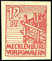 8792 12 Pfg Freimarken Braunrot Ungezähnt, Postfrisch, Unsigniert, Leichte Herstellungsbedingte Gummibüge Ohne Belang, T - Altri & Non Classificati