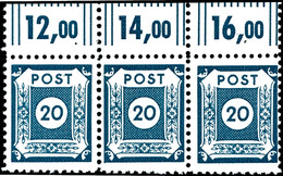 8837 20 Pfg. Dunkelpreußischblau Mit Postmeisterzähnung Von Coswig L11 Waagerechter 3er-Streifen Vom Oberrand (Feld6-8), - Altri & Non Classificati