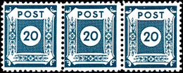 8838 20 Pfg. Dunkelpreußischblau Mit Postmeisterzähnung Von Coswig L11, Waagerechter 3er-Streifen (Feld 58-58), Postfris - Altri & Non Classificati