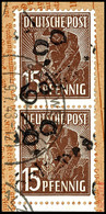 9233 SALZWEDEL, 15 Pf. Arbeiter Im Senkr. Paar A. Paketkartenabschnitt, Tadellos, Gepr. Dr. Böheim BPP, Katalog: 171VIa  - Sonstige & Ohne Zuordnung