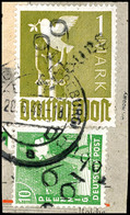 9268 LOBURG, 1 M. Taube Mit 10 Pf. Arbeiter A. Briefstück, Tadellos, Gepr. Dr. Modry BPP, Katalog: IIaVIa BS - Altri & Non Classificati