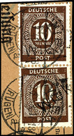 9274 WIEK, 10 Pf. Im Senkr. Paar A. Paketkartenabschnitt, Tadellos, Gepr. Lieder BPP, Katalog: IeVIII BS - Sonstige & Ohne Zuordnung