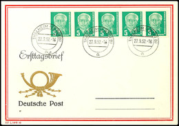 9306 "Pieck" 5 Pf. Als Waag. 5er-Streifen Auf Illustr. FDC, Tadellos, Mi. 600,--, Katalog: 322 FDC - Altri & Non Classificati