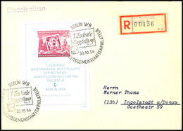 9335 "Tag Der Briefmarke 1954" Als R-FDC (rücks. Zugeklebte 50 Pf.) Mit Berliner ESSt., Pracht, Mi. 200,-, Katalog: Bl.1 - Altri & Non Classificati