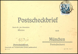9566 10 Pfg. Auf Portogerechtem Postscheckbrief Von "LINDENBERG 10.3.48" Nach München, Fotokurzbefund Straub BPP, Katalo - Autres & Non Classés