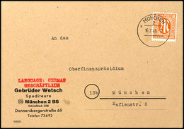 9593 8 Pfg. Amerik. Druck Mit Stempel MÜNCHEN 2 16.7.45 Auf Firmen-Ortsbrief Vom Ersttag Der AM-Postmarken-Verwendung In - Altri & Non Classificati