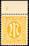 9619 6 Pfg, Gez. A, Papier X, Vom Oberrand Mit Plattennummer 1D, Postfrisch, Geprüft Hettler BPP, Katalog: 13AxPl.NV. ** - Altri & Non Classificati