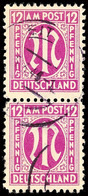 9659 12 Pfg AM-Post Deutscher Druck Im Senkr. Paar Mit Den Plattenfehlern XXII Und XXV, Gestempelt "EITORF 3.46.-12", Be - Other & Unclassified