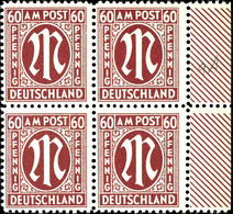 9676 6 Pfg AM-Post, Deutscher Druck, Dunkelkarminbraun In Zähnung A, Rand-4er-Block, Tadellos Postfrisch, Unsigniert, Mi - Other & Unclassified