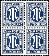 9690 80 Pfg AM-Post, Deutscher Druck, Schwarzblau 4er-Block, Tadellos Postfrisch, Tiefst Gepr. Hettler BPP, Mi. 720,-, K - Other & Unclassified