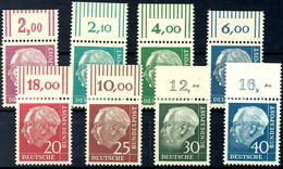 9951 5-25 Pf Heuss Lumo Oberrand Walze Und 30-40 Pf Oberrand Platte Tadellos Postfrisch, Mi. 204,--, Katalog: 179/260y W - Other & Unclassified