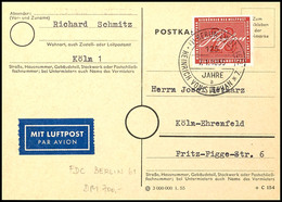 9968 20 Pfg Stephan Mit ESST Berlin SW 61 Auf Luftpostkarte Nach Köln (ohne Ankunftsstempel), Tadellose Erhaltung, Mi. 3 - Other & Unclassified