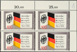 10002 100 Pfg 40 Jahre Bundesrepublik Deutschland, Verzähnt, Eckrandviererblock Oben Rechts, Tadellos Postfrisch - Sehr  - Other & Unclassified