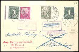 10087 Heuss Und Ziffer 1960, 8 Pfg + Z + 1 Pfg In Type YII In Mischfrankatur Mit 1 Pfg + 5 Pfg In Type X Als Portogerech - Zusammendrucke