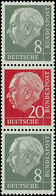 10089 8+20+8 Pf., Heuss, Liegendes Wz., Nachauflage, Senkr. Zusammendruck, Postfrisch, Mi. 140.-, Katalog: S50YII ** - Zusammendrucke