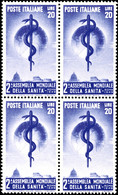 10228 20 L. Weltgesundheitskongress, Postfrischer 4er-Block, Mi. 200,-, Katalog: 780 ** - Autres & Non Classés