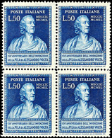 10229 20 U. 50 L. Erfindung Der Voltaschen Säule, Postfrische 4er-Blocks, Mi. 520,-, Katalog: 784/85 ** - Autres & Non Classés