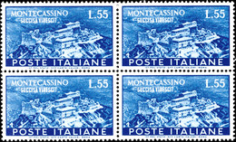 10238 20 U. 55L. Kloster Monte Cassino, Postfrische 4er-Blocks, Mi. 400.-, Katalog: 837/38 ** - Sonstige & Ohne Zuordnung