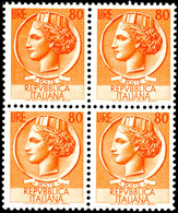 10242 5 - 80 L. Italia Komplett In Postfrischen 4er-Blocks, Mi. 560.-, Katalog: 884/91 ** - Altri & Non Classificati