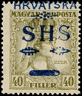 10287 40 F. Zita Mit Nach Oben Verschobenem Aufdruck, Postfrisch, Fotokurzbefund Zrinjscak BPP, Katalog: 87 ** - Autres & Non Classés