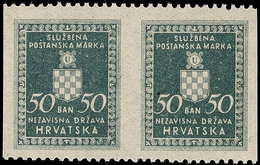 10542 50 B. Schwarzgrau, Waagr. Paar, Senkr. Ungezähnt, Postfrisch, Fotokurzbefund Zrinjscak BPP, Katalog: 2yUs ** - Kroatien