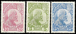 10568 5 H. - 25 H. Johann II., Tadellos Ungebr., Mi 180.-, Katalog: 1/3x * - Liechtenstein