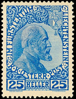 10572 25 H Dunkelkobalt Auf Normalem Papier, Gepr., Mi 600,-, Katalog: 3ya * - Liechtenstein