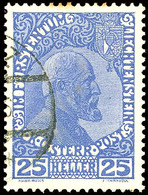 10576 25 H. Mittelultramarin, Gestempelt, Mi 450.-, Katalog: 3yb O - Liechtenstein