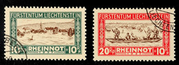10587 10 Und 20 Rp. Rheinnot, Je Mit Plattenfehler, Gestempelt, Mi. 330,-, Katalog: 79/80 I O - Liechtenstein
