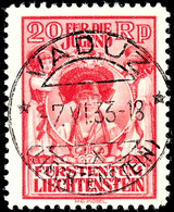 10595 10 Und 20 Rp. Jugendfürsorge, Je Mit Plattenfehler, Ideal Klar Und Zentrisch Gestempelt VADUZ 7.VI.33, Mi. 320,-,  - Liechtenstein