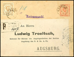 10639 15 Nkr. Freimarke Auf 5 NKr. Ganzsachenumschlag Als R-Brief Aus CETINJE..9.93 Nach Augsburg Mit Ankunftsstempel, U - Occ. Allemande: Montenegro