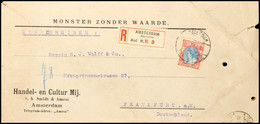 10640 25 C. Wilhelmina, Als Einzelfrankatur Auf Eingeschriebener Auslandssendung Muster Ohne Wert "Monster Zonder Waarde - Autres & Non Classés