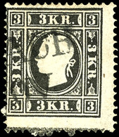 10646 3 Kr. Franz Joseph Schwarz, Type II, Gestempelt Mit L2, Ein Zahn Links Oben Minimal Verkürzt, Sonst Sehr Gut Gezäh - Autres & Non Classés