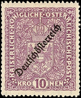 10656 10 Kr. Schwarzbraunviolett, Type I, Aufdruck "Deutsch-Österreich", Ungebraucht Mit Originalgummierung Und Falzrest - Autres & Non Classés