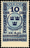 10716 10 Öre + 4,80 Kr. A. 5 Kr. Blau, Tadellos Ungebraucht Mit Originalgummierung Und Nur Kleinem Falzrest, Mi. 120.-,  - Schweden