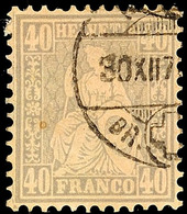 10728 40 C. Sitzende Helvetia, Min. Verfärbtes Exemplar, Sauber Gestempelt, Mi. 160.-, Katalog: 34a O - Autres & Non Classés