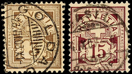 10738 3 U. 15 C. Freimarken 1906, Faserpapier, Wz. 1, Tadellos Gestempelt, Mi. 142.-, Katalog: 82,87 O - Autres & Non Classés